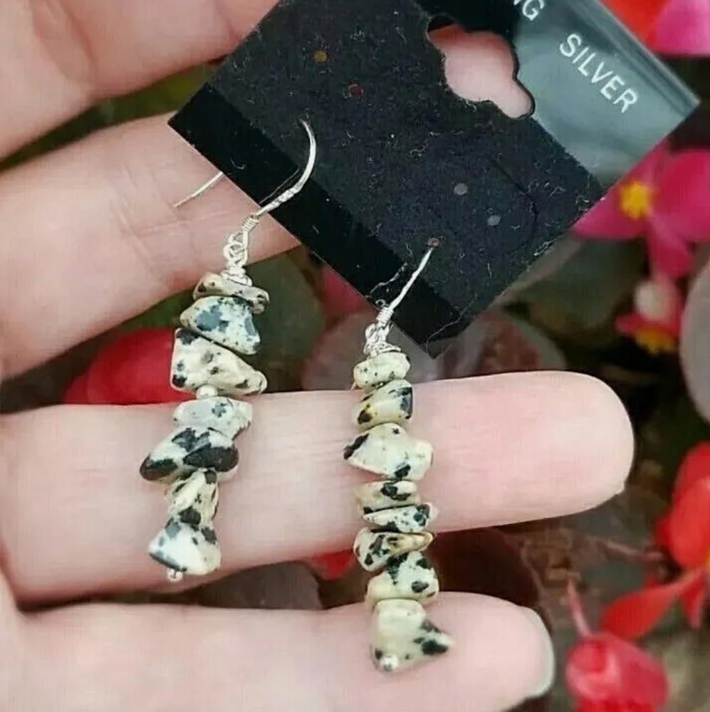 Dalmatian jasper earring Sterling silver 925'
